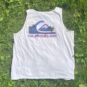SOLD - Quiksilver White Logo Tank Top • Men’s Large